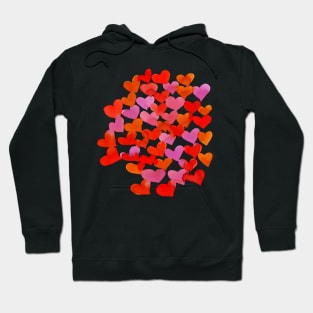 Watercolor melting hearts - orange and pink Hoodie